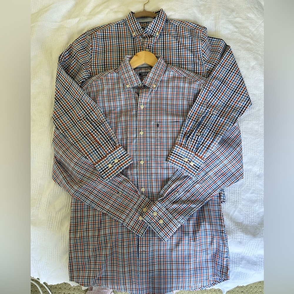 Set of 2 Izod Multicolor Plaid Casual Shirt